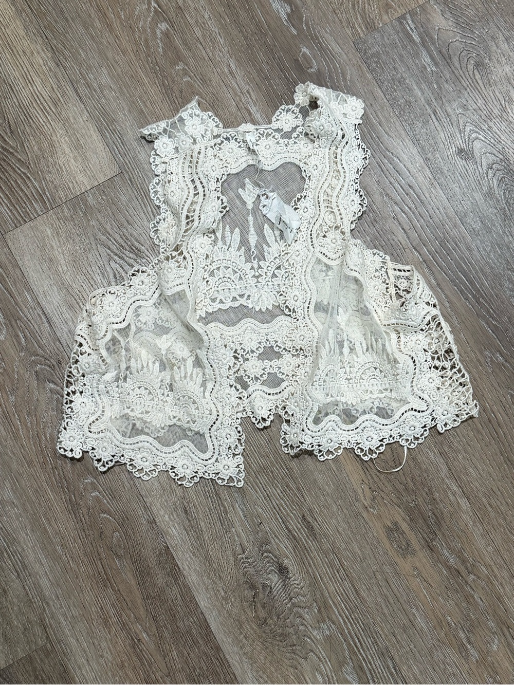 Delicate Cream Lace Crochet Camisole Overlay